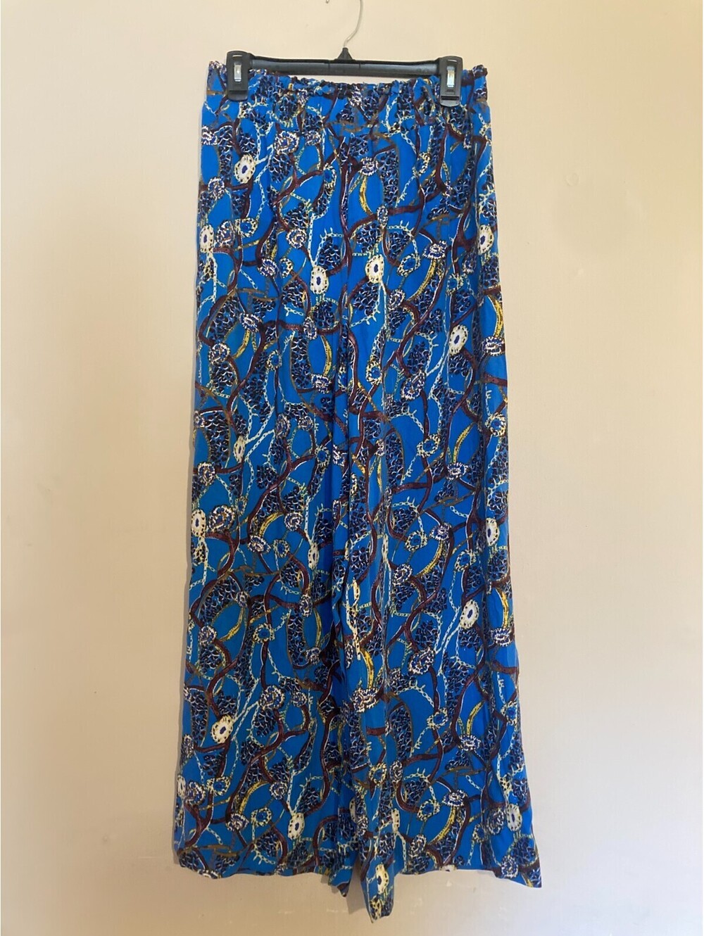 New Look Baggy Wide Leg Pants Blue Multicolor -  Size M